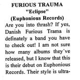 Debut Thrash: Furious Trauma's "Eclipse" on Euphonious Records