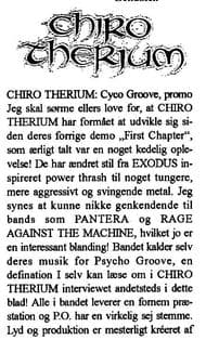 Chiro Therium: Evolution from Power Thrash to Psycho Groove